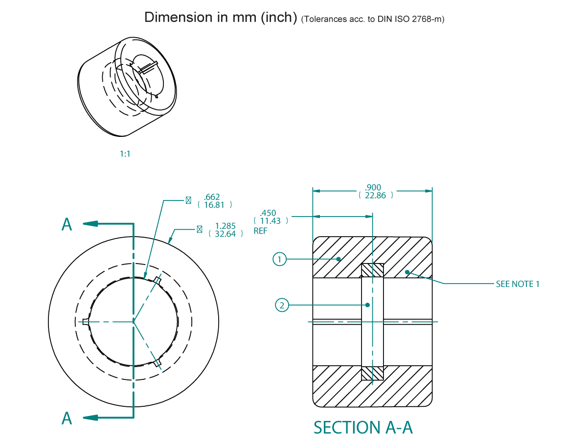 Technical drawing of a B12469 Series cylindrical mechanical part, such as a Magnetic Float Switch, with detailed dimensions in millimeters and inches, including a top view, isometric view, and cross-sectional view labeled SECTION A-A. by Standex Detect