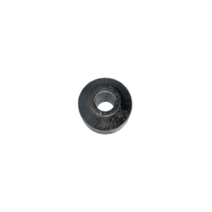 A small, round, black metal washer with a central hole, compatible with Magnetic Float Sensor applications, isolated on a white background. by Standex Detect