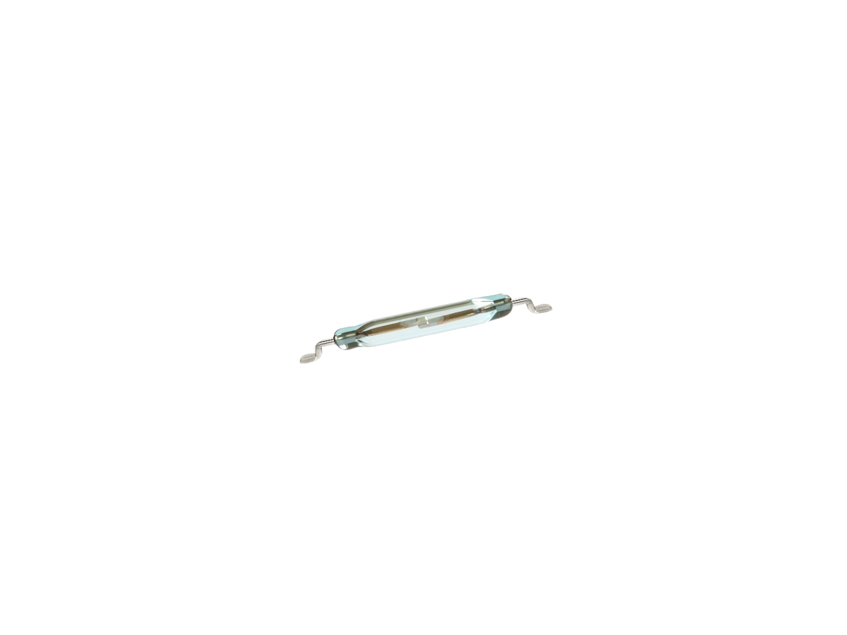 A small glass Reed Switch with two metal leads extending from each end, set against a white background. Ideal for compact applications, the MK23-66 offers reliable switching performance in a minimal design. by Standex Detect